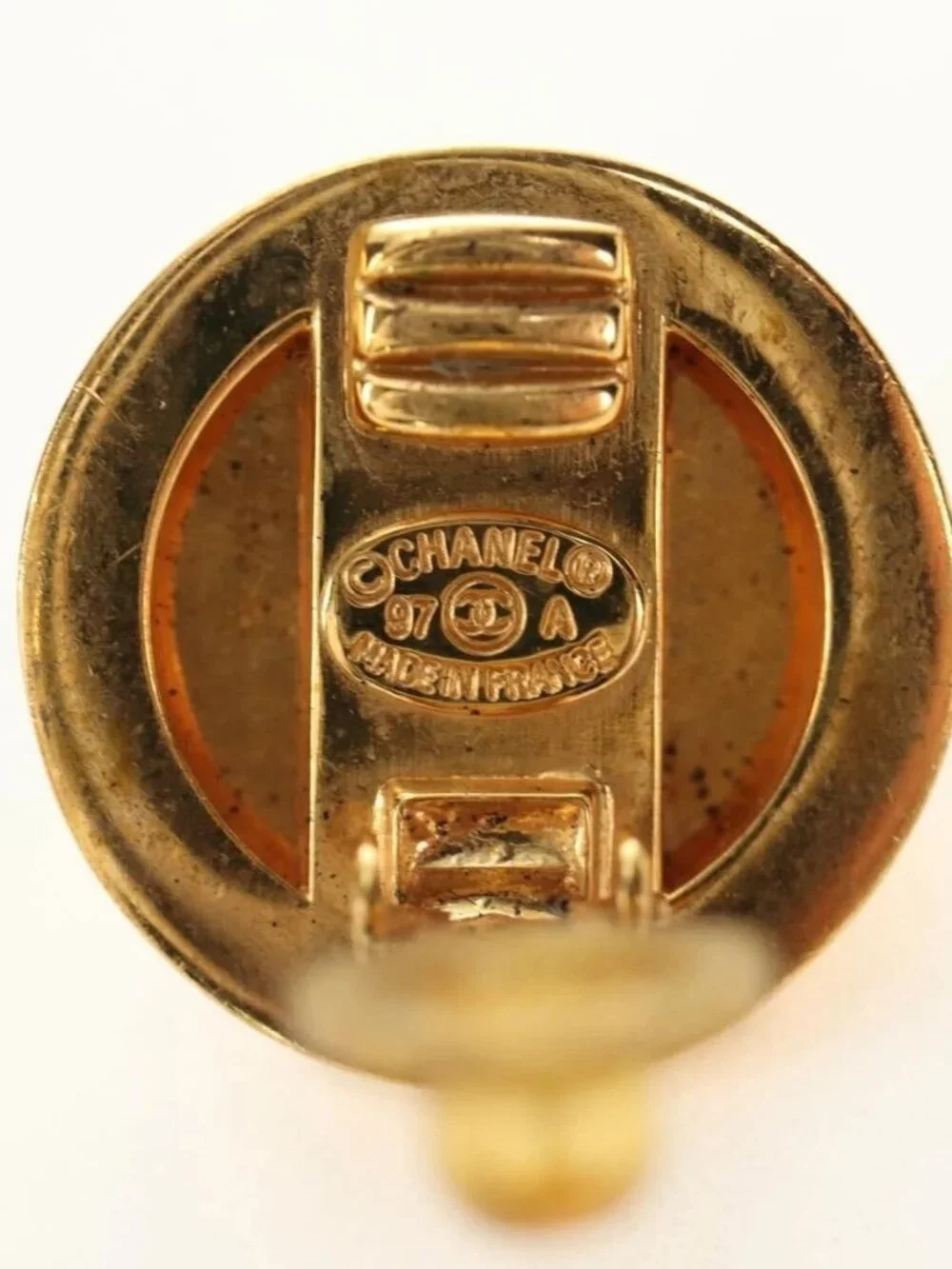 CHANEL Earring metal Gold Tone CC Auth 180936M